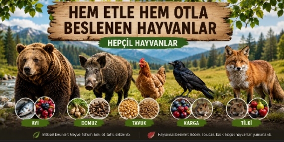 Hem Etle Hem Otla Beslenen Hayvanlar